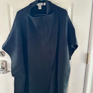 Attitudes by Renee Black Knit Poncho with Cross Snap Closure